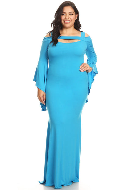 Plus Size Angel Sleeve Evening Gown