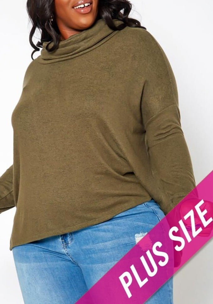 Hi Curvy Plus Size Women Cowl Neck Knit Sweater  Made in USA