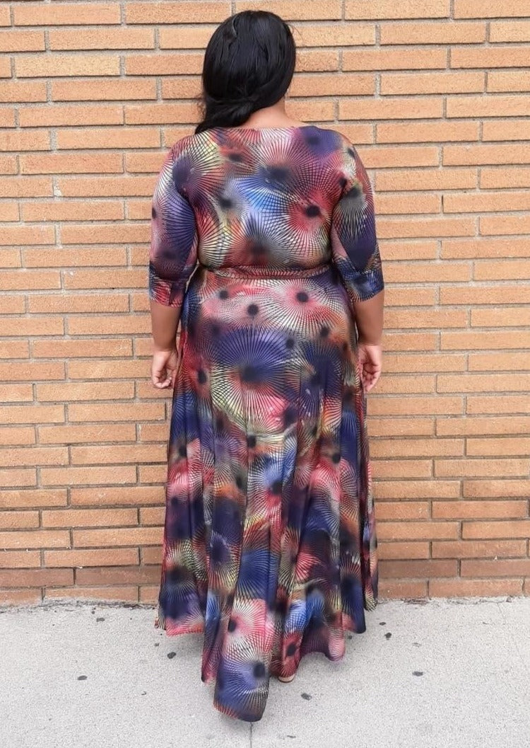 Hi Curvy Plus Size Women Unique Print Maxi Dress