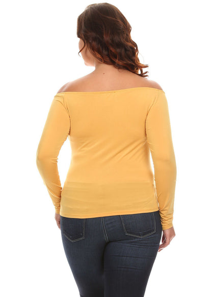 Plus Size Women Off shoulder Long Sleeve Fitted Shirts Made in USA