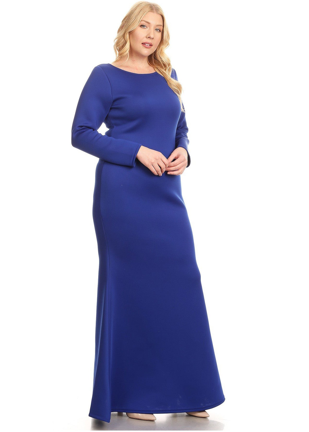 Curvy Plus Size Women Fitted Scoop Neck Maxi Dress