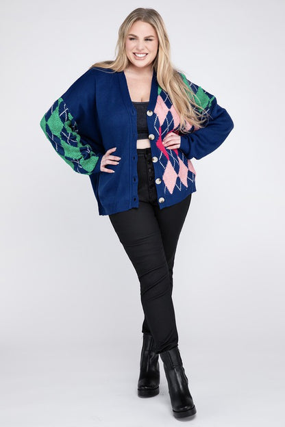 Hi Curvy Plus Size Women V Neck Button Front Cardigan