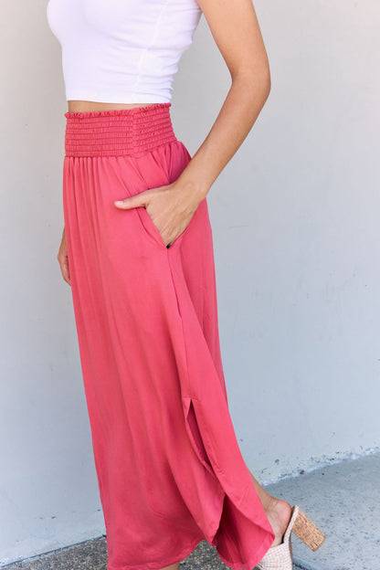 Full Size High Waist Scoop Hem Maxi Skirt