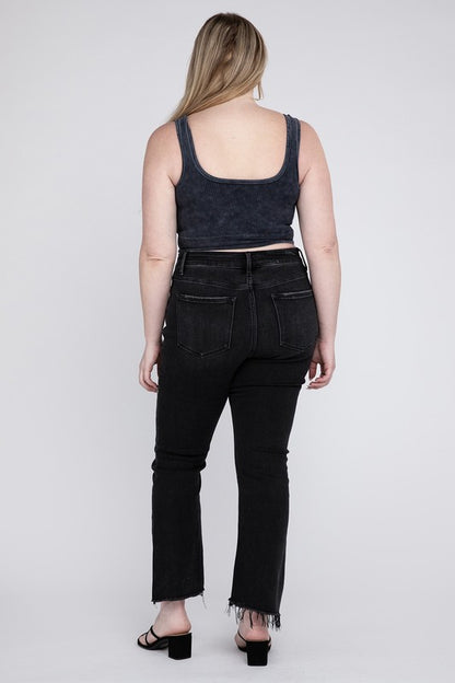 HI Curvy Plus Size Women High Rise Crop Flare Jeans