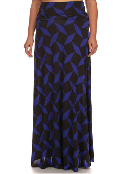 Plus Size Venezia Print High Waisted Maxi Skirt Made in USA