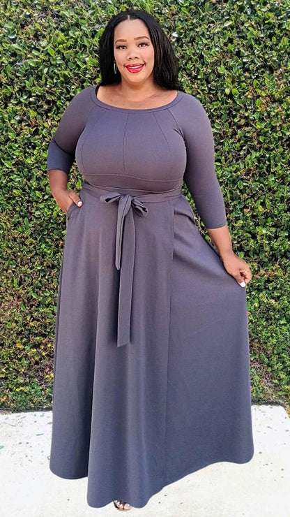 Hi Curvy Plus Size Women Effortless Fit & Flare Maxi Dress