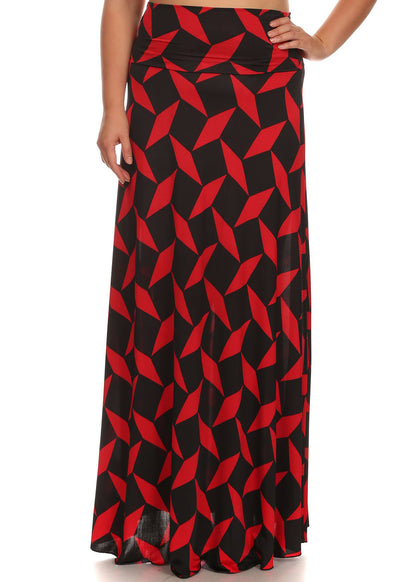 Plus Size Venezia Print High Waisted Maxi Skirt Made in USA