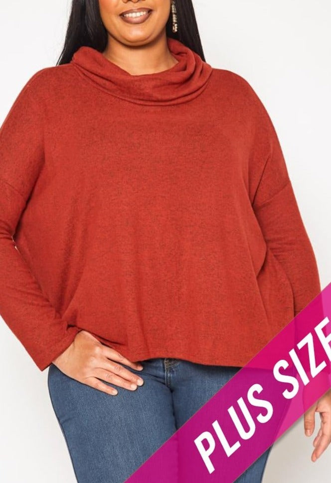 Hi Curvy Plus Size Women Cowl Neck Knit Sweater  Made in USA